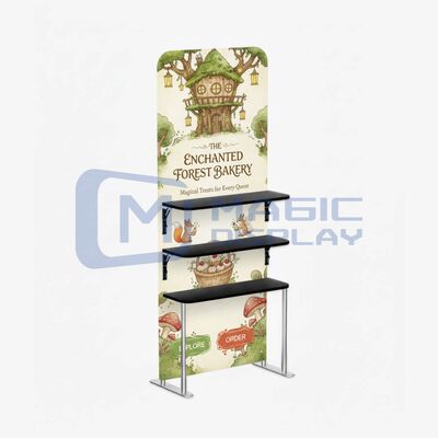 Portable Freestanding Tension Fabric Display Trade Show Display Stands With Shelf