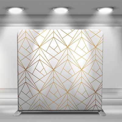 8x8ft Gold Geometric Pillowcase Backdrops Stands Tension Fabric Display Stand