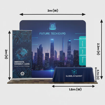 Trade Shows Booth Set with Backdrop Banner Stand Table Cover Display