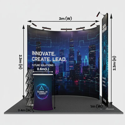 3x3m Trade Show Booth Modular 250g Stretch Fabric Display Booth