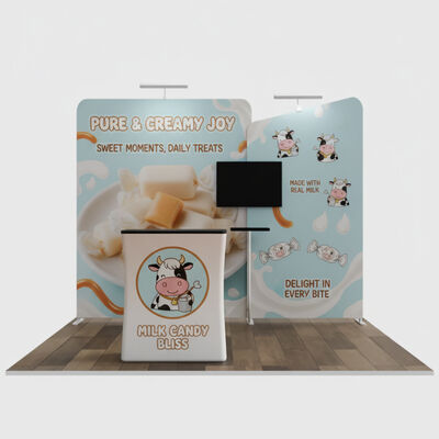 Trade Show Booth Modular Media Wall Display Kit Tension Fabric