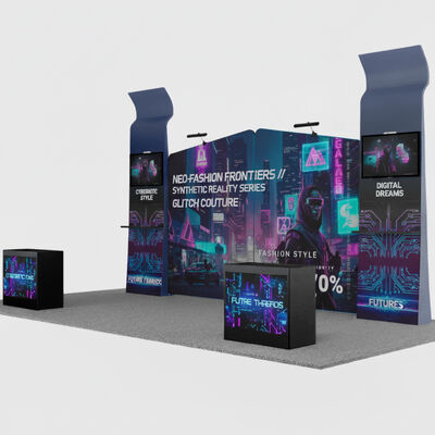 Lightweight 10x20 Trade Show Displays 250 Gsm Fabric Backwall Display