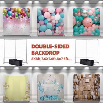 8x7.5ft Pillowcase Backdrop Two Stands Three Printed Covers Photo Booth Setup