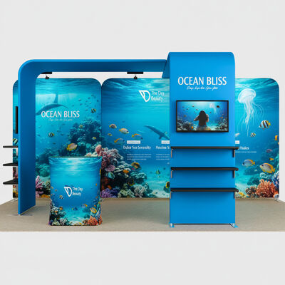 6x3m Trade Show Booth Portable Trade Fair Display Kit Fabric Backwall