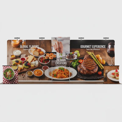 L Shape Portable Event Booth 6x3m Tension Fabric Wall Display