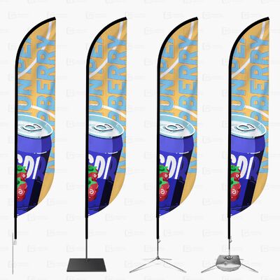 Outdoor Custom CMYK Full Color Printed Durable Polyester Flying Feather Beach Flags