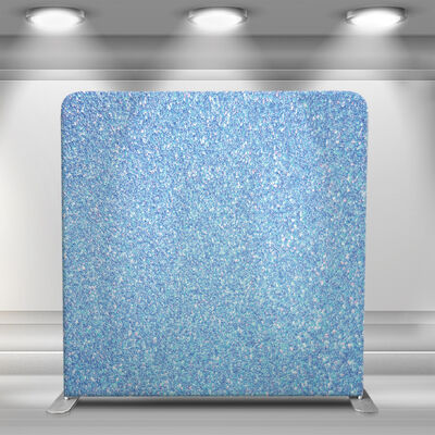 Blue Glitter Lightweight Wedding Tension Fabric Backdrop Wall Custom Foldable Aluminum Stand