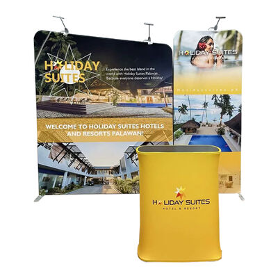 Custom Portable Trade Show Booth Display 10x10FT Heavy Duty Aluminum  Tension Fabric Backdrop with LED Lighting and Engagement Features