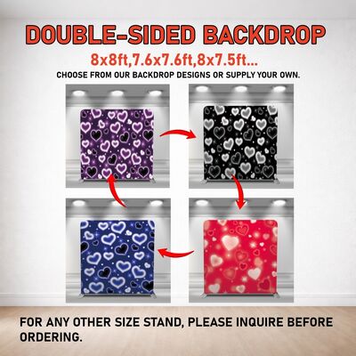 8x8ft Heart-Themed Tension Fabirc Backdrop Detachable  pillowcase Backdrop for parties and events