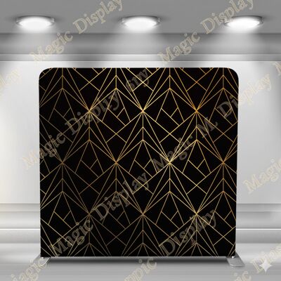 8x8ft Pillowcase Backdrop Black Gold Geometric Print Tension Fabric Stand