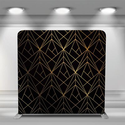 8x8ft Gold Geometric Pillowcase Backdrops Stands Tension Fabric Display Stand