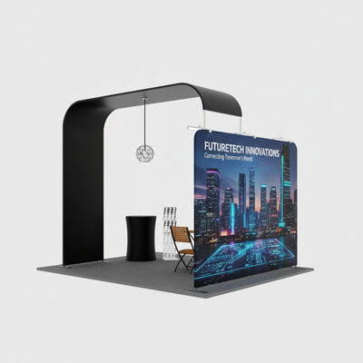 Trade Shows Booth Package with Fabric Wall Arch System Counter and TV Display
