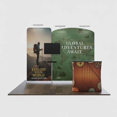 3x3m Trade Show Booth with 250g Polyester Fabric, Tool-Free Assembly, and Dye Sublimation Printing for Exhibition Use