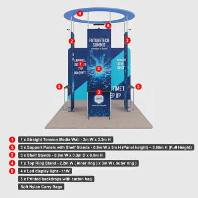Trade Show Booth Tension Fabric Structure Stretch Graphic Lightweight Frame Design