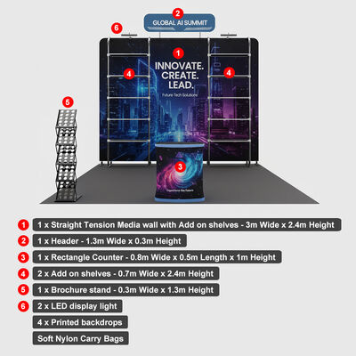 Tension Fabric Trade Show Booth Aluminum Frame Fabric Display Booth
