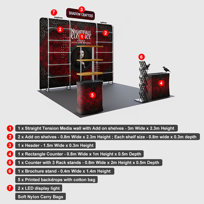 Portable Trade Show Booth Tension Fabric Display System For Exhibitions