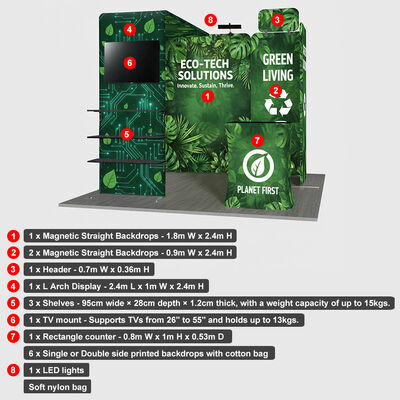 Modern Trade Show Booth Tension Fabric Display System For Exhibits