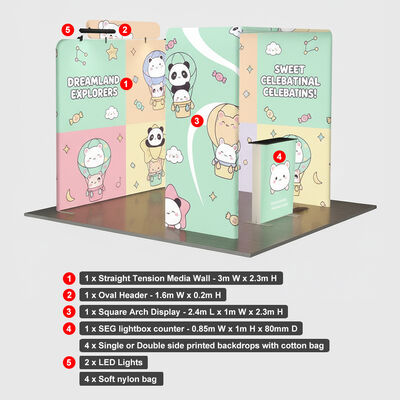 250g Exhibition Stretch Fabric Displays 10x10ft Tension Fabric Display Booth