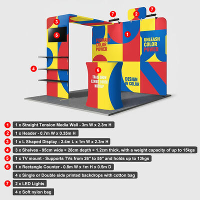 Custom Modular Trade Show Booth With Fabric Walls And Aluminum Frame