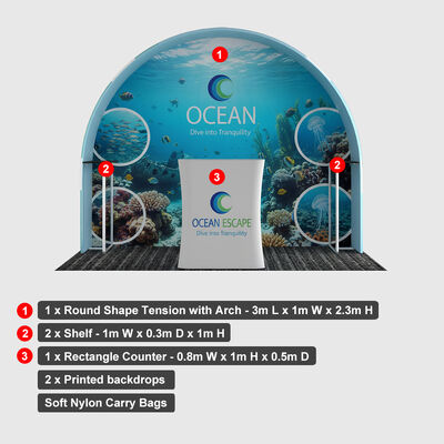 Professional Exhibition Trade Show Booth With Custom Printed Fabrics