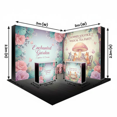 10X10FT Portable Trade Show Booth With Interchangeable Fabric Graphics