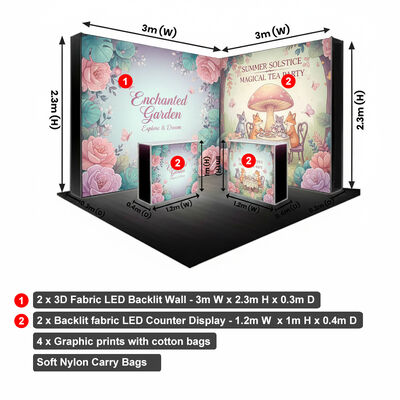 10X10FT Portable Trade Show Booth With Interchangeable Fabric Graphics