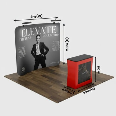 3x3m Trade Show Booth Modular Tension Fabric Display Kit Tool Free Setup