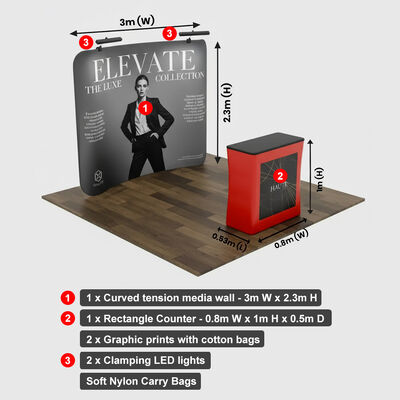 3x3m Trade Show Booth Modular Tension Fabric Display Kit Tool Free Setup