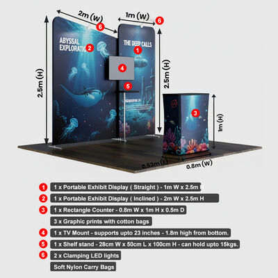 10x10ft Trade Show Booth Portable Fabric Backdrop Display Kit Quick Build