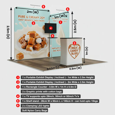 Trade Show Booth Modular Media Wall Display Kit Tension Fabric