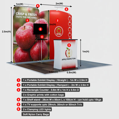 1mx2.5m Lightweight Trade Show Display Washable Tension Fabric Backwall