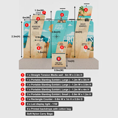 3x6m Trade Show Booth Portable Photo Booth Backwall Fabric Display Kit