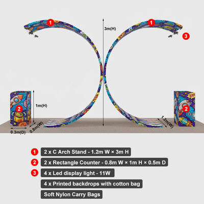 Portable Trade Show Displays 3x6m Fabric Display Booth Customized