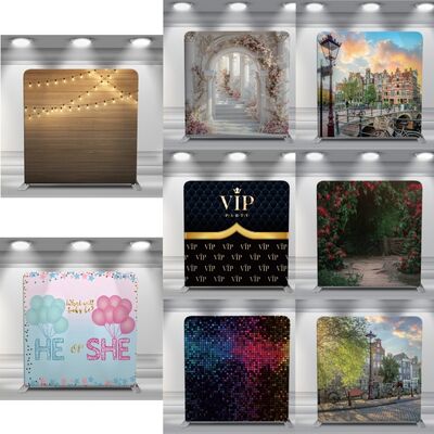 7.6X7.6ft Pillowcase Backdrop Four Stretch Fabric Covers Photo Booth Display
