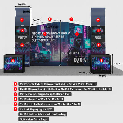 Lightweight 10x20 Trade Show Displays 250 Gsm Fabric Backwall Display