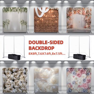 Tension Fabric Backdrop Photo Booth 8x8ft Two Stands Three Replacement Covers