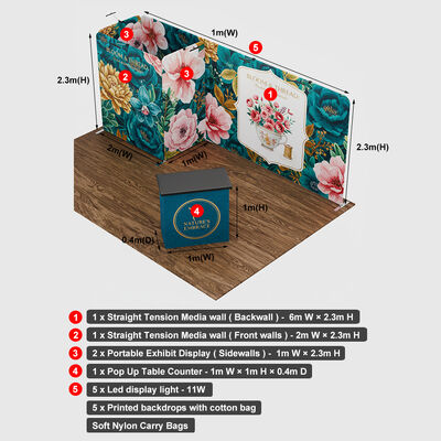 6X3m Mobile Exhibition Booth Single Side Portable Expo Displays