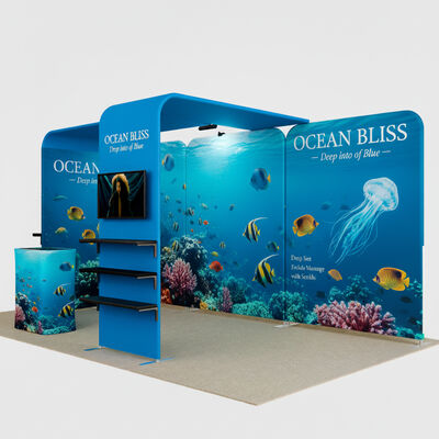 6x3m Trade Show Booth Portable Trade Fair Display Kit Fabric Backwall