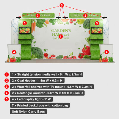 Modular Exhibit Booths 3x6m Tension Fabric Display Booth For Event