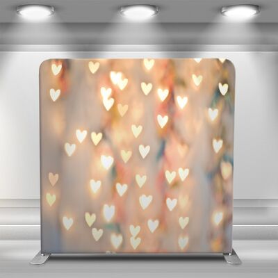 Polyester 8x8 Photo Booth Backdrop Glowing Hearts Pillowcase Backdrop Stand