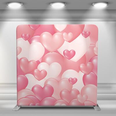 Polyester 8x8 Photo Booth Backdrop Glowing Hearts Pillowcase Backdrop Stand