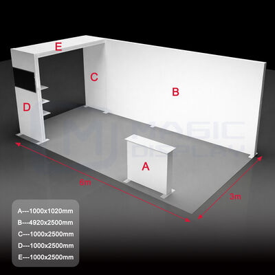 Aluminum Profile SEG Fabric Wall SEG Exhibition Light Box With Shelves