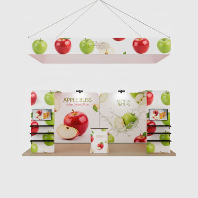 6x3m Tension Fabric Backwall Counter Combo CMYK Exhibit Booth Displays