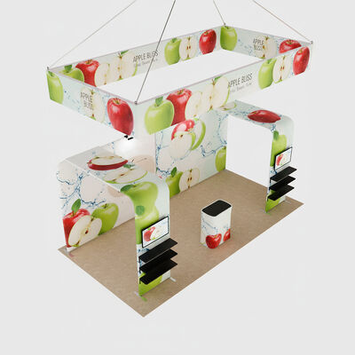 6x3m Tension Fabric Backwall Counter Combo CMYK Exhibit Booth Displays