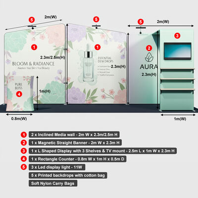 3x6m Trade Show Booth Portable Booth Display Kit Compact Packing
