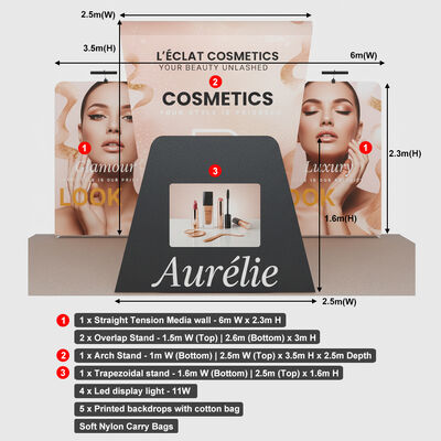 Portable Booth Display 6X3m Reusable Lightweight Trade Show Display