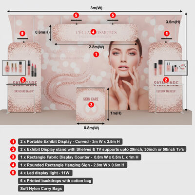 CMYK 6x3m Modular Exhibition Booth L Shape Fabric Display Booth