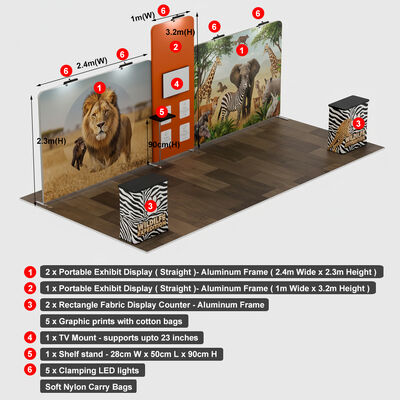 Polyester Fabric 10x20 Exhibit Booth CMYK Printed 10x20 Modular Booth