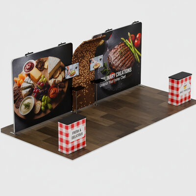 L Shape Portable Event Booth 6x3m Tension Fabric Wall Display