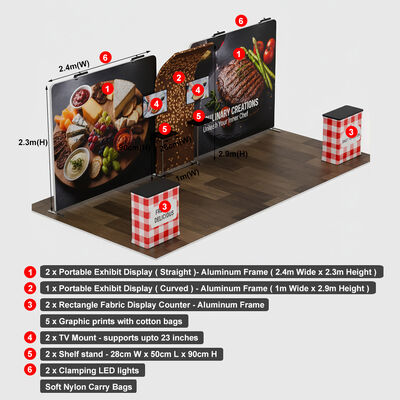 L Shape Portable Event Booth 6x3m Tension Fabric Wall Display